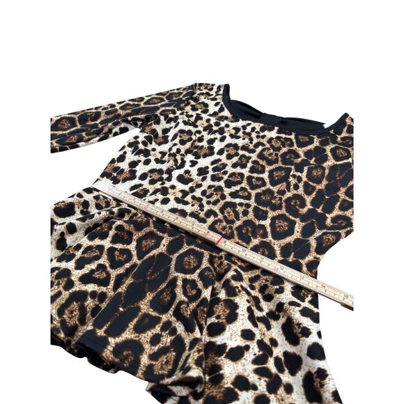 Bella D Womens Leopard Print Peplum Top With Bow Back Design - Picture 8 of 9